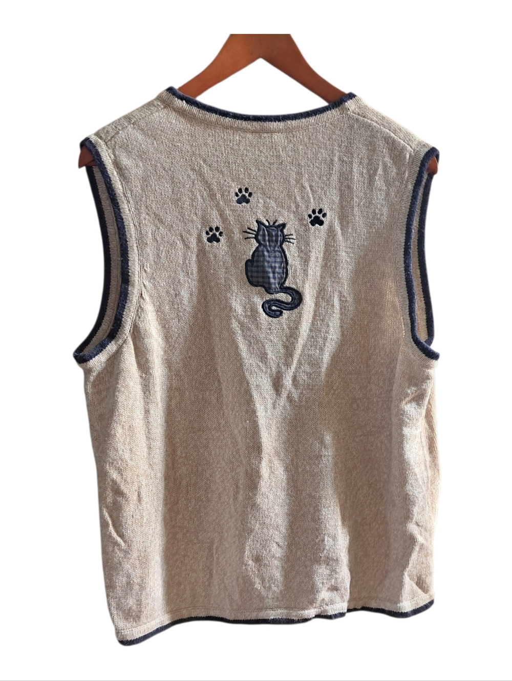 CJ Banks Women's Cat Applique Knit Sweater Vest 1X - Picture 3 of 6
